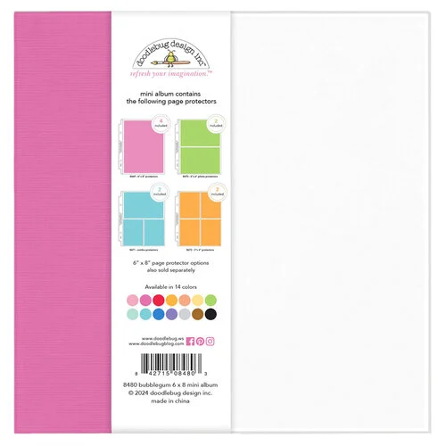 Doodlebug Design - Monochromatic Collection - 6 x 8 Album - Bubblegum