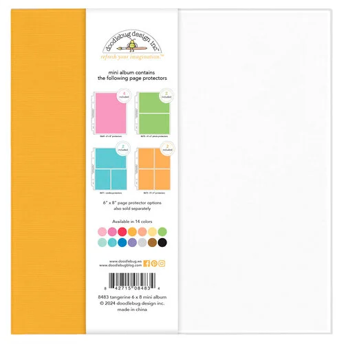 Doodlebug Design - Monochromatic Collection - 6 x 8 Album - Tangerine