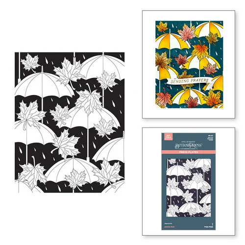 Spellbinders - Falling Leaves Collection - BetterPress - Press Plates - Autumn Rain