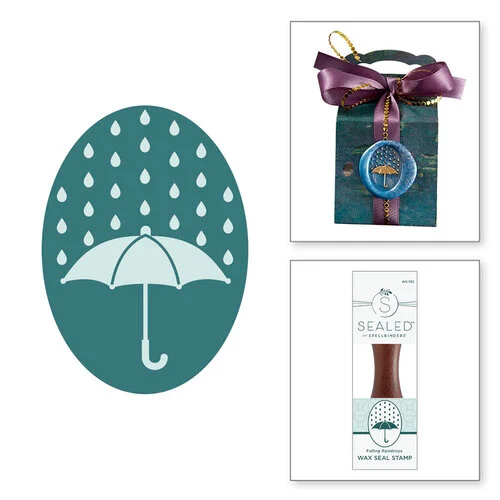 Spellbinders - Falling Leaves Collection - Wax Seal Stamp - Falling Raindrops