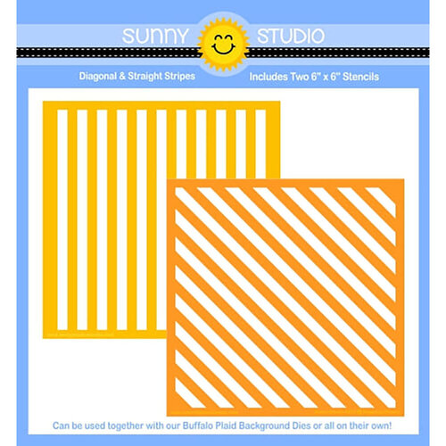 Sunny Studio Stamps - Stencils - Diagonal And Straight Stripes