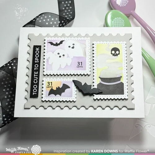Waffle Flower Crafts - Postage Collage Collection - Stencils - Spooktacular 5 Waffle Flower Crafts - Postage Collage Collection - Stencils - Spooktacular