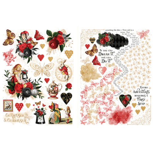 Graphic 45 - Curiouser & Curiouser Collection - Rub-On Transfers