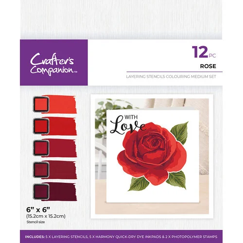 Crafter's Companion - Stamp, Stencil, and Ink Pad Set - Rose