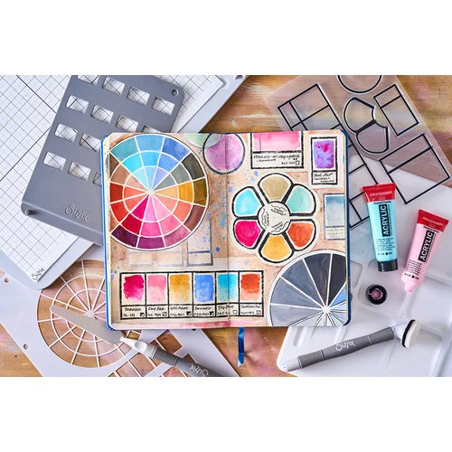 Sizzix - Studio - Clear Stamps and Stencils Set - Artist Tools