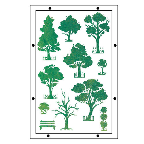 Sizzix - Studio - Clear Stamps and Stencils Set - City Life