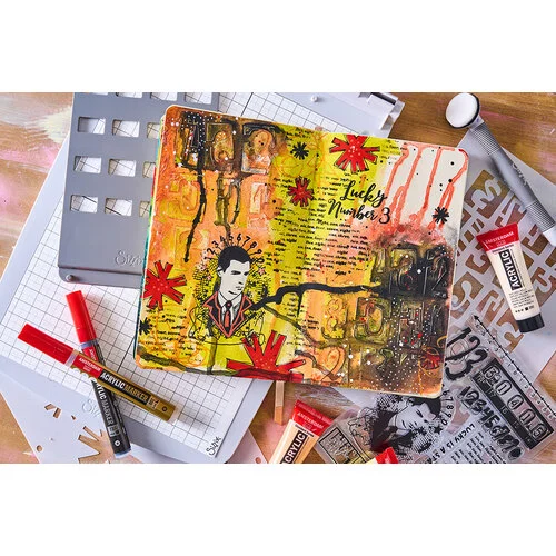 Sizzix - Studio - Clear Stamps and Stencils Set - Strength in Numbers