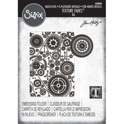 Sizzix - Tim Holtz - Multi-Level Textured Impressions - Embossing Folder - Vault Gears 1 Sizzix - Tim Holtz - Multi-Level Textured Impressions - Embossing Folder - Vault Gears