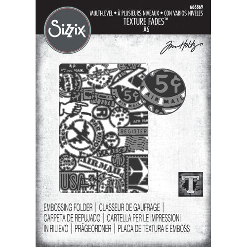 Sizzix - Tim Holtz - Multi-Level Textured Impressions - Embossing Folder - Vault Airmail 1 Sizzix - Tim Holtz - Multi-Level Textured Impressions - Embossing Folder - Vault Airmail