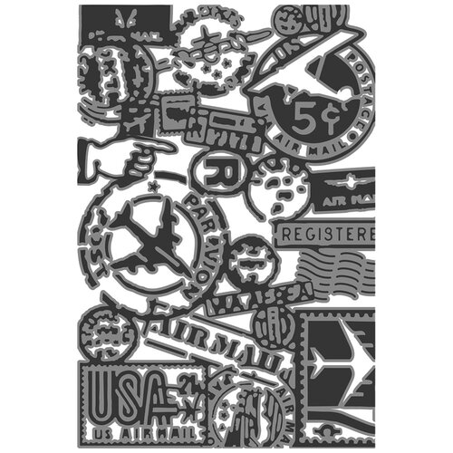 Sizzix - Tim Holtz - Multi-Level Textured Impressions - Embossing Folder - Vault Airmail 2 Sizzix - Tim Holtz - Multi-Level Textured Impressions - Embossing Folder - Vault Airmail