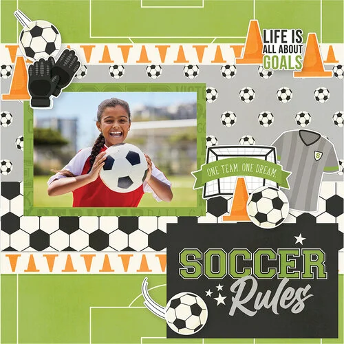 Simple Stories - Soccer Collection - 12 x 12 Double Sided Paper - Keeper 4 Simple Stories - Soccer Collection - 12 x 12 Double Sided Paper - Keeper
