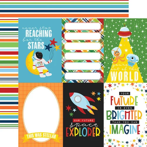 Echo Park - Blast Off Collection - 12 x 12 Double Sided Paper - 4 x 6 Journaling Cards