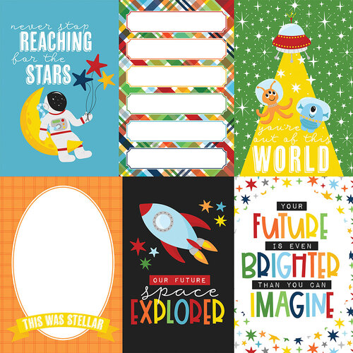 Echo Park - Blast Off Collection - 12 x 12 Double Sided Paper - 4 x 6 Journaling Cards