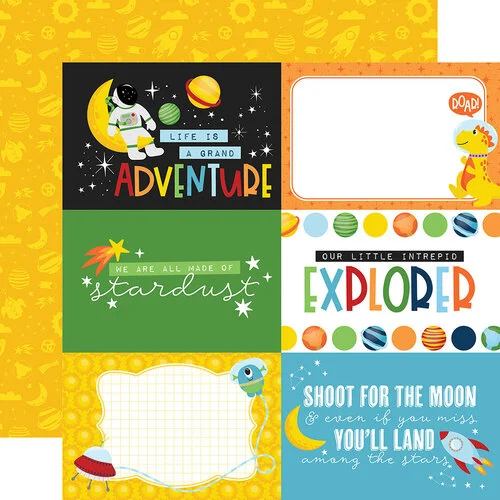 Echo Park - Blast Off Collection - 12 x 12 Double Sided Paper - 6 x 4 Journaling Cards
