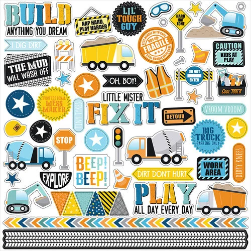 Echo Park - Little Builder Collection - 12 x 12 Cardstock Stickers - Elements 1 Echo Park - Little Builder Collection - 12 x 12 Cardstock Stickers - Elements
