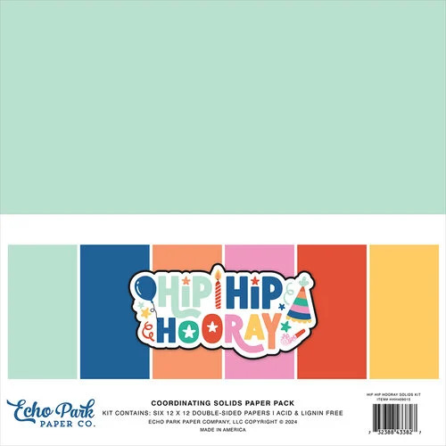 Echo Park - Hip Hip Hooray Collection - 12 x 12 Paper Pack - Solids 1 Echo Park - Hip Hip Hooray Collection - 12 x 12 Paper Pack - Solids