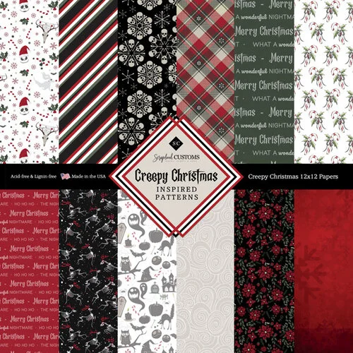 Scrapbook Customs - 12 x 12 Paper Pack - Creepy Christmas 1 Scrapbook Customs - 12 x 12 Paper Pack - Creepy Christmas