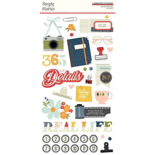 Simple Stories - For The Record Collection - 6 x 12 Chipboard Stickers 1 Simple Stories - For The Record Collection - 6 x 12 Chipboard Stickers