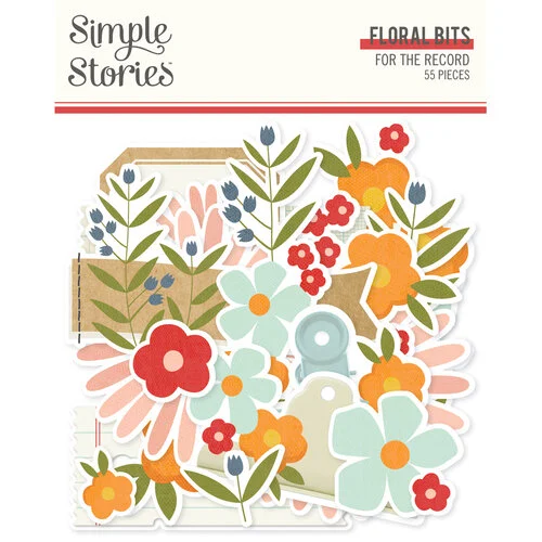 Simple Stories - For The Record Collection - Ephemera - Floral Bits And Pieces
