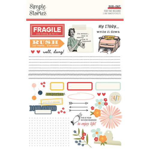 Simple Stories - For The Record Collection - Rub Ons 1 Simple Stories - For The Record Collection - Rub Ons
