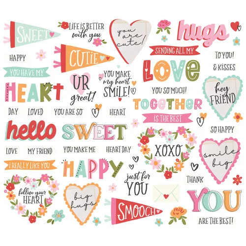 Simple Stories - Heartstrings Collection - Ephemera - Sentiment Bits And Pieces 2 Simple Stories - Heartstrings Collection - Ephemera - Sentiment Bits And Pieces