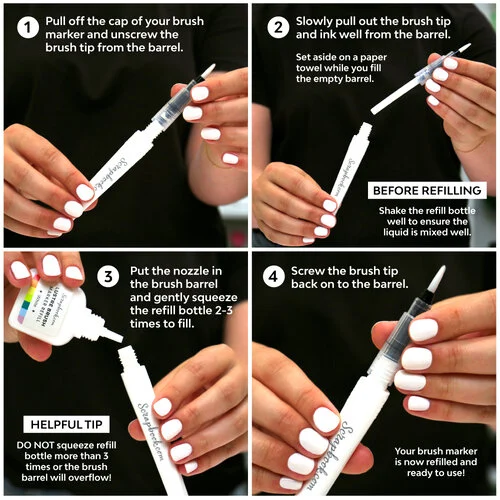 Scrapbook.com - Lustre Brush Marker - White - Refill Liquid - 20ml Bottle 4 Scrapbook.com - Lustre Brush Marker - White - Refill Liquid - 20ml Bottle