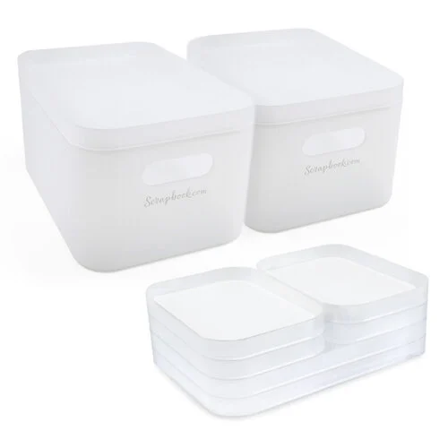 Scrapbook.com - Storage Bin with Lid & Stack-n-Sort Bundle - Small and Large - Frost 1 Scrapbook.com - Storage Bin with Lid & Stack-n-Sort Bundle - Small and Large - Frost