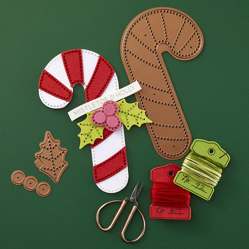 Spellbinders - Felt Stitch & Create Collection - Etched Dies - Candy Cane