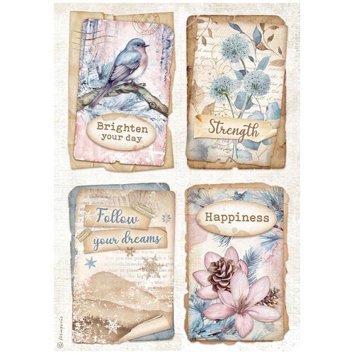 Stamperia - Dewdrops Collection - A4 Rice Paper - 4 Cards 1 Stamperia - Dewdrops Collection - A4 Rice Paper - 4 Cards