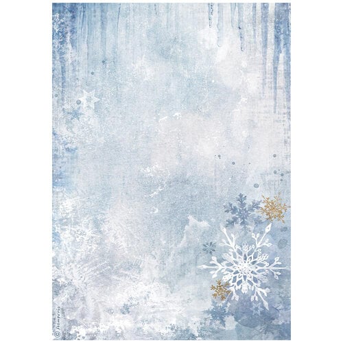 Stamperia - Dewdrops Collection - A4 Rice Paper - Blue Snowflakes 1 Stamperia - Dewdrops Collection - A4 Rice Paper - Blue Snowflakes