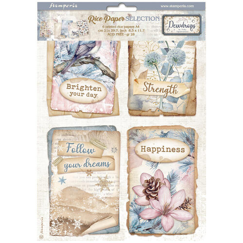 Stamperia - Dewdrops Collection - A4 Rice Paper - 6 Pack