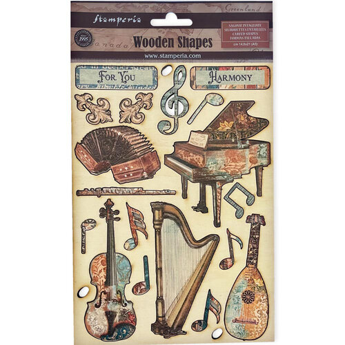 Stamperia - Music Collection - Colored Wooden Shapes 2 Stamperia - Music Collection - Colored Wooden Shapes