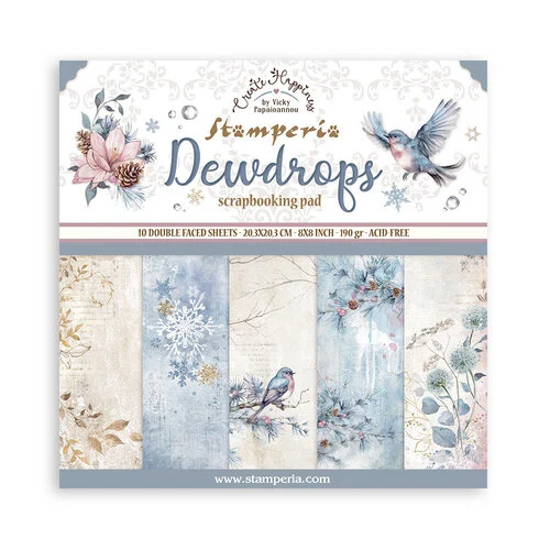 Stamperia - Dewdrops Collection - 8 x 8 Paper Pad 1 Stamperia - Dewdrops Collection - 8 x 8 Paper Pad