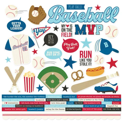 Simple Stories - Baseball Collection - 12 x 12 Cardstock Stickers