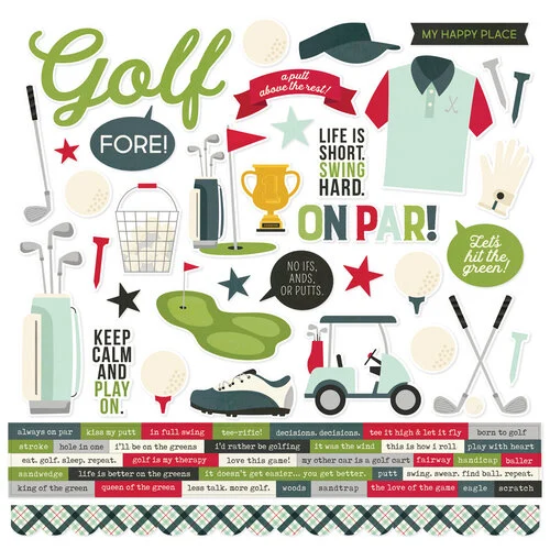 Simple Stories - Golf Collection - 12 x 12 Cardstock Stickers