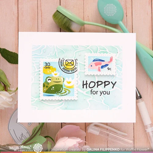 Waffle Flower Crafts - Postage Collage Collection - Stencils - The Pond