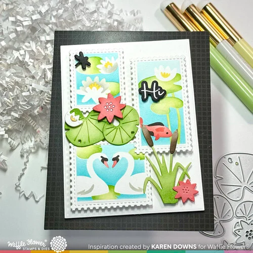 Waffle Flower Crafts - Postage Collage Collection - Stencils - The Pond