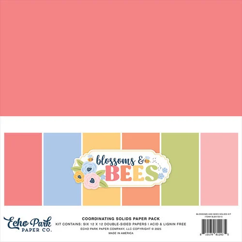 Echo Park - Blossoms And Bees Collection - 12 x 12 Paper Pack - Solids 1 Echo Park - Blossoms And Bees Collection - 12 x 12 Paper Pack - Solids
