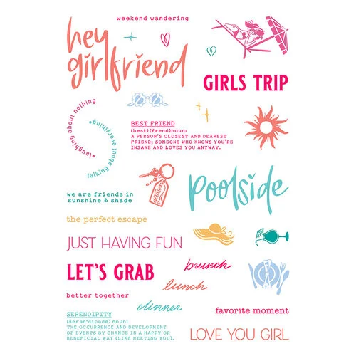 LDRS Creative - All Occasions Collection - Clear Photopolymer Stamps - Hey Girlfriend Collage