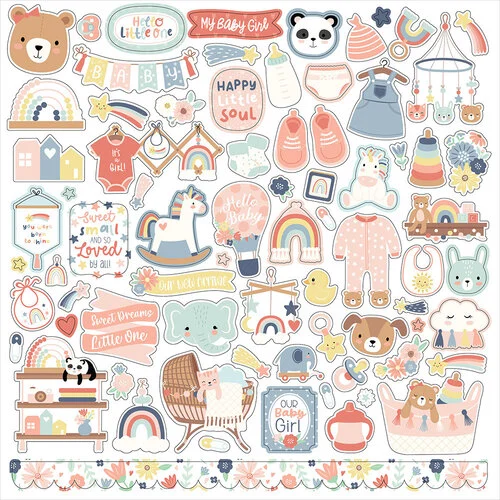 Echo Park - Baby On Board - Girl Collection - 12 x 12 Cardstock Stickers - Elements
