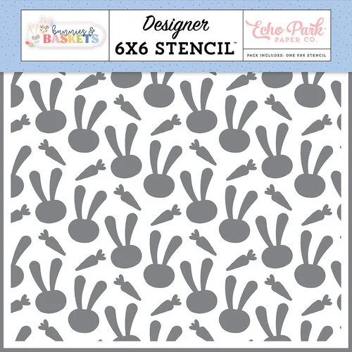 Echo Park - Bunnies And Baskets Collection - 6 x 6 Stencils - Bunny And Carrots