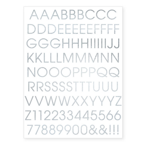 Scrapbook.com - Modern Alpha - Metallic Rub-On Transfers - Silver - 6x8 - 2 Sheets