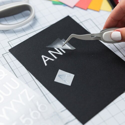 Scrapbook.com - Modern Alpha - Metallic Rub-On Transfers - Silver - 6x8 - 2 Sheets