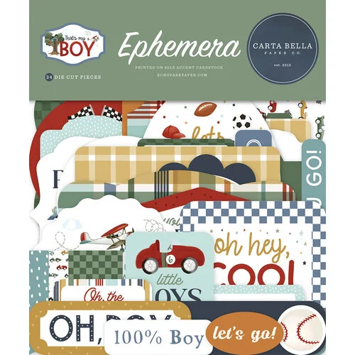 Carta Bella Paper - That's My Boy Collection - Ephemera 1 Carta Bella Paper - That's My Boy Collection - Ephemera