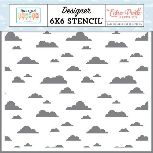 Echo Park - Have A Great Summer Collection - 6 x 6 Stencils - Fluffy Clouds