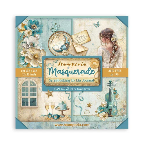 Stamperia - Masquerade Collection - 12 x 12 Paper Pad - Single Face