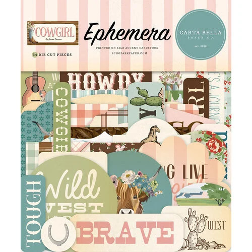 Carta Bella Paper - Cowgirl Collection - Ephemera 1 Carta Bella Paper - Cowgirl Collection - Ephemera
