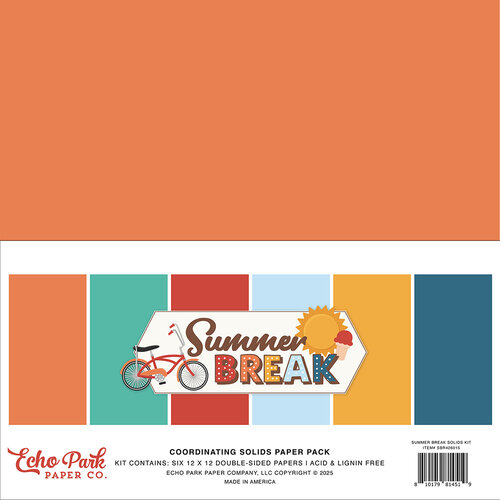 Echo Park - Summer Break Collection - 12 x 12 Paper Pack - Solids