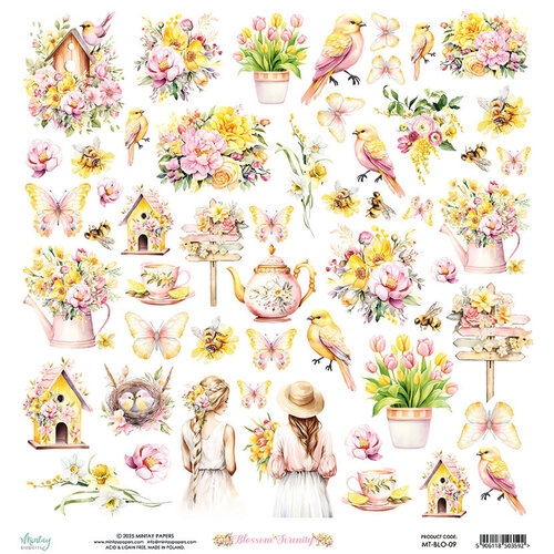 Mintay Papers - Blossom Serenity Collection - 12 x 12 Double Sided Paper - Elements 2 Mintay Papers - Blossom Serenity Collection - 12 x 12 Double Sided Paper - Elements