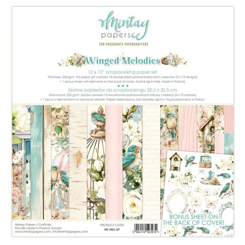 Mintay Papers - Winged Melodies Collection - 12 x 12 Paper Set 1 Mintay Papers - Winged Melodies Collection - 12 x 12 Paper Set